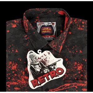 NEW In Bag! Retro Rifle Retrofier "Terrifier" Graphic Button Up XL Black & Red
